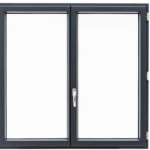 Fenêtre à la française alu H1055cm X L100cm cm, gris ant., 2 tirant droit