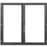 Fenêtre ouvrant à la française alu H115cm X L120cm cm, gris ant., 2 tirant droit