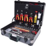 Pour électricien et électromécanicien, valise d'outillage complète ouverte montrant les outils