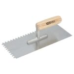 Platoir denté - lame inox - cannelures 10x10 mm - dim. 130x280 mm