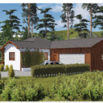 Vue extérieure d’une maison construite en mur coffrant