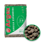 Le sac de 50 litres Granulats - billes d'argile expansée ARGEX 1,5-8Classes granulométrique réelles 8,0 à 12,5 mm.